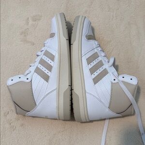 Adidas White and Tan High-Top Sneakers